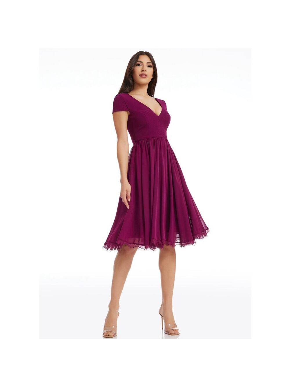 Dress The Population Corey Dark Magenta Dress Size XXS Nwot